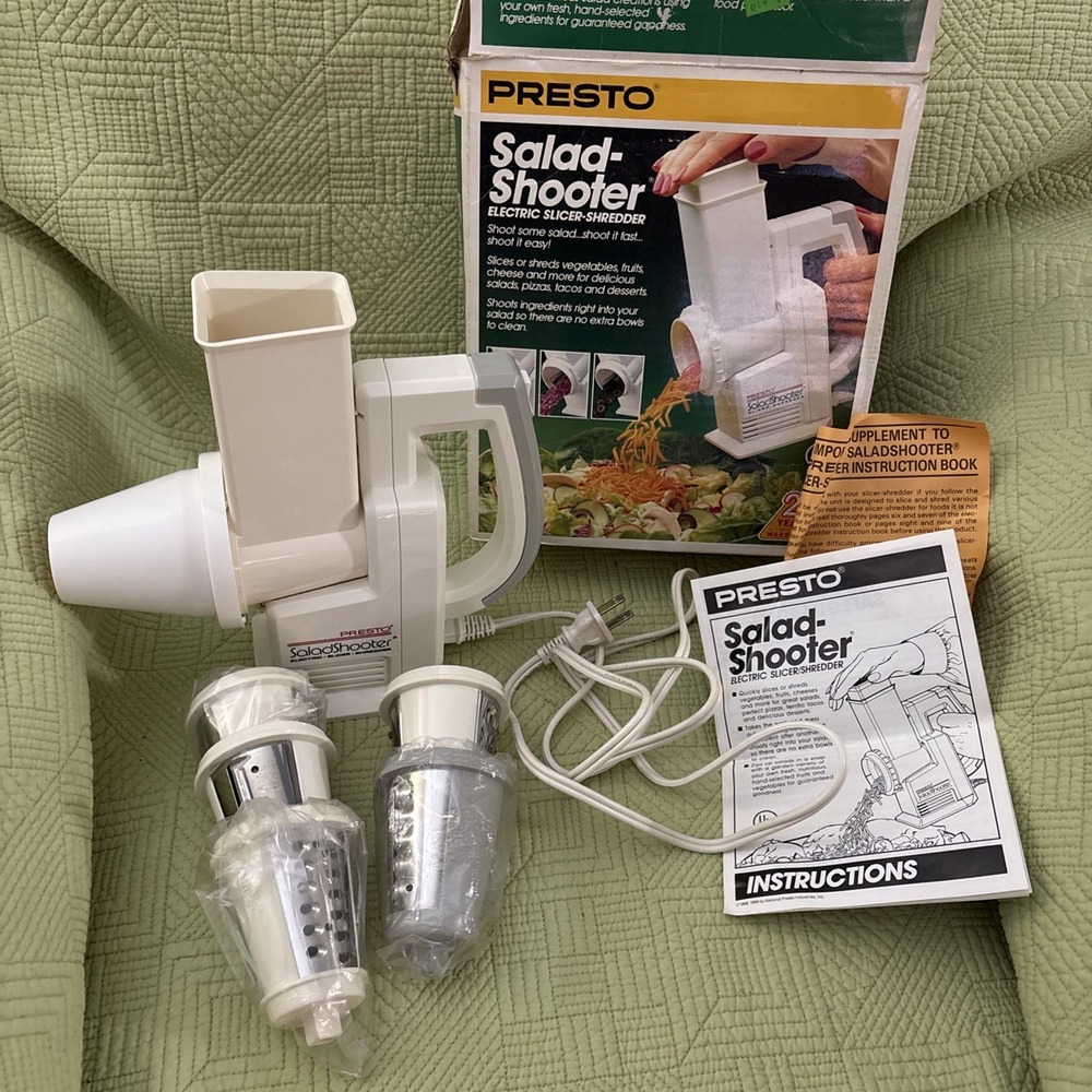 Vintage Presto Salad Shooter Electric Slicer Shredder 02910- 5 Cones Tested work